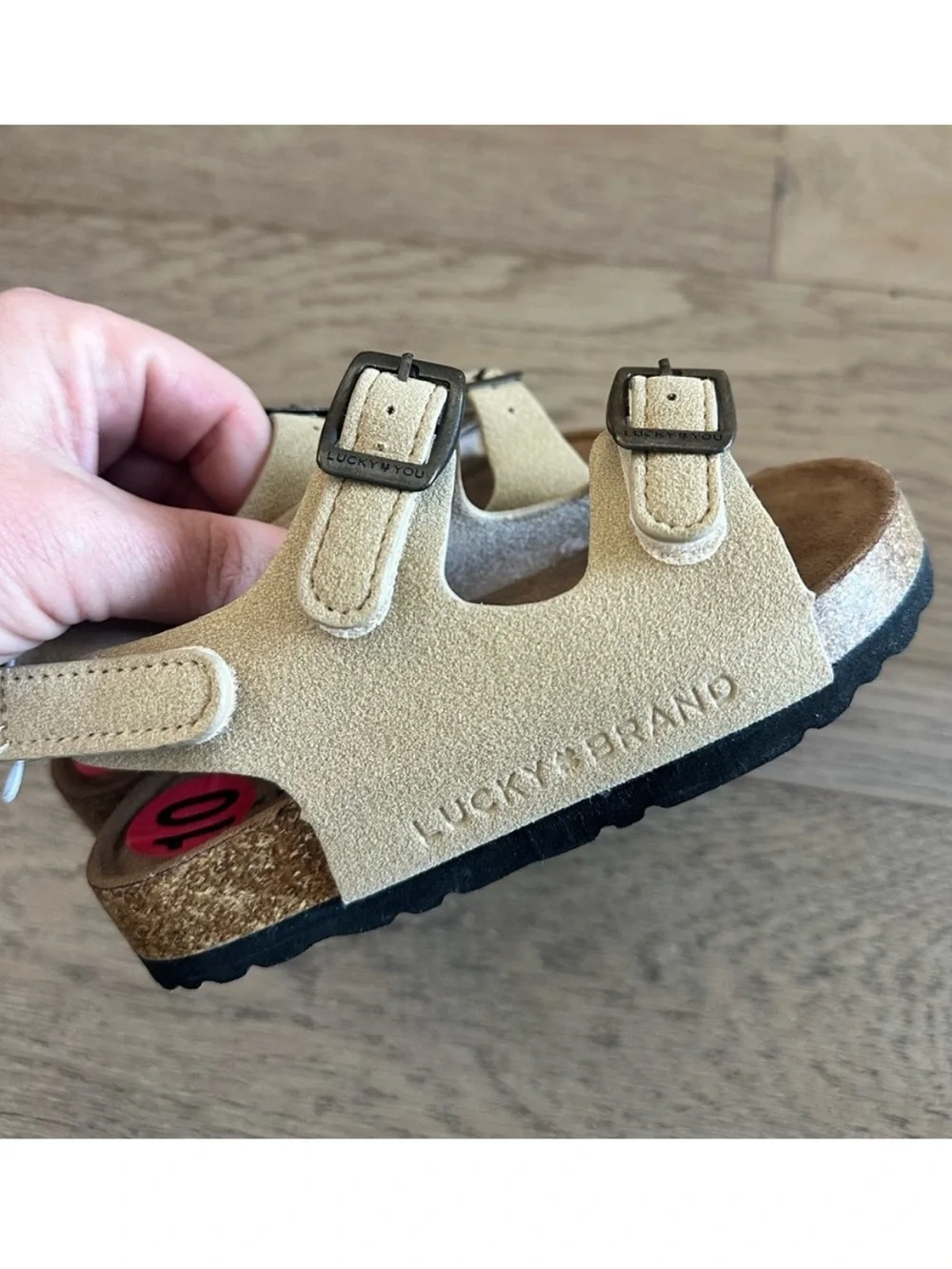 NWT Lucky Brand Blanc Toddler Double Strap Cork Sandals Size 10